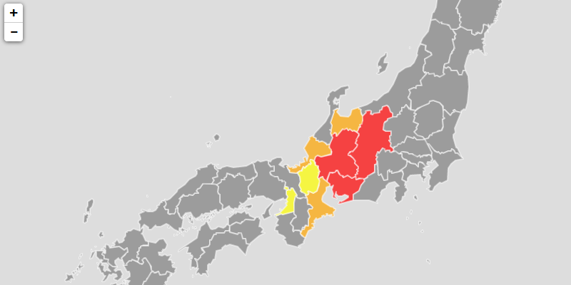 日本地図 色塗り 豚コレラ ふシゼン